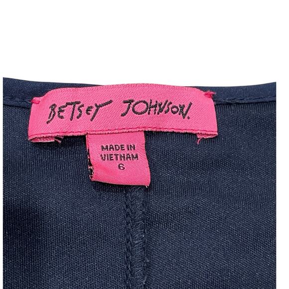 Betsey Johnson Fit & Flare Dress Size 6 Navy Blue Sleeveless Front Zip Zipper - Picture 4 of 8